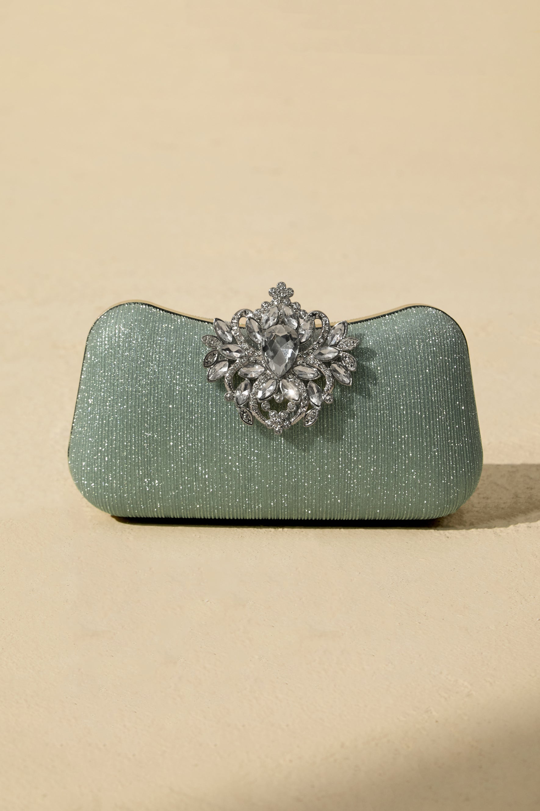 Rhinestone Clasp Evening Clutch Bag