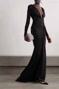 Marisol Black Pleated Bodycon Maxi Dress