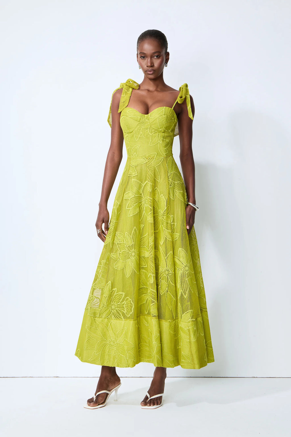Elora Yellow Strapless Jacquard Maxi Dress