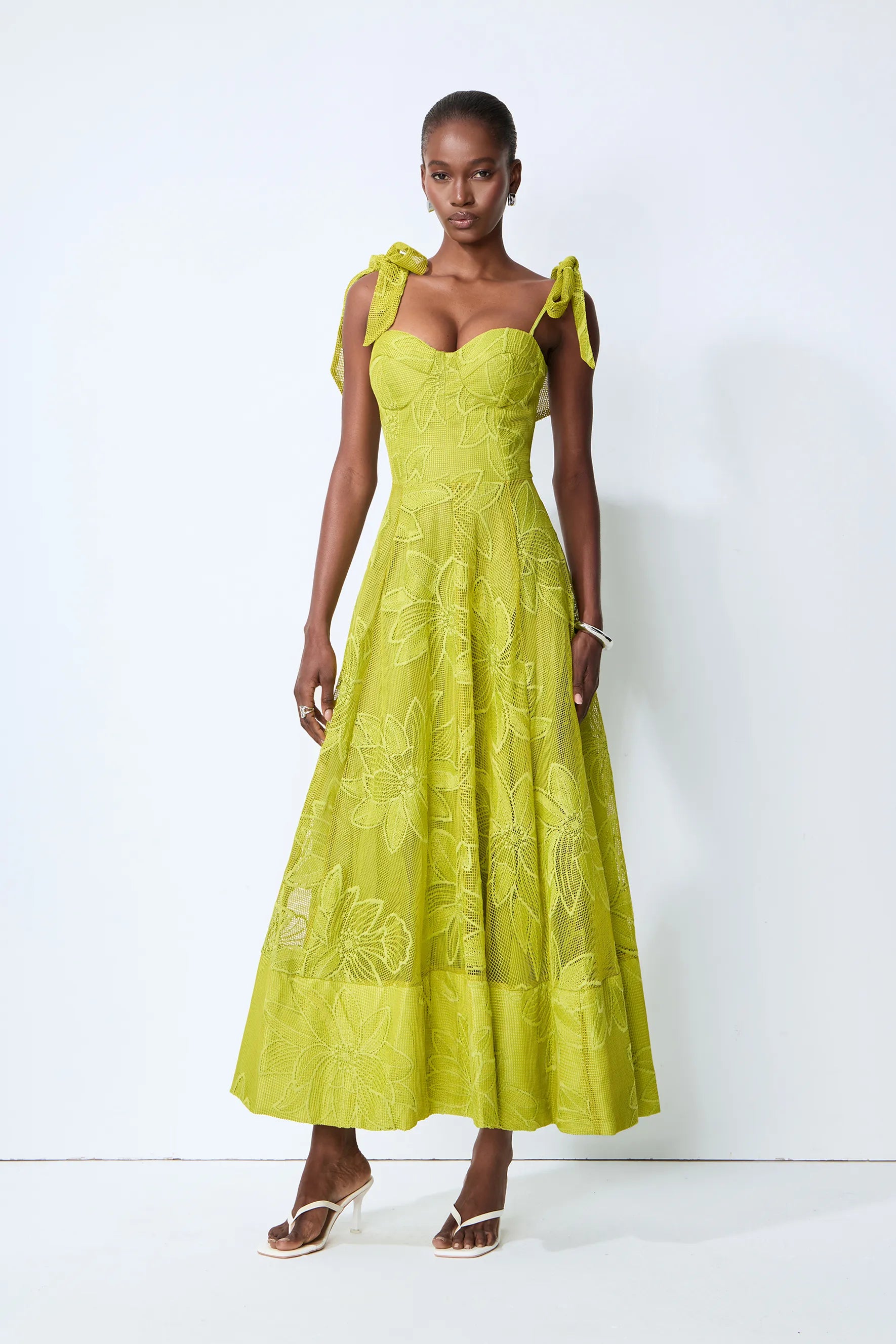 Elora Yellow Strapless Jacquard Maxi Dress