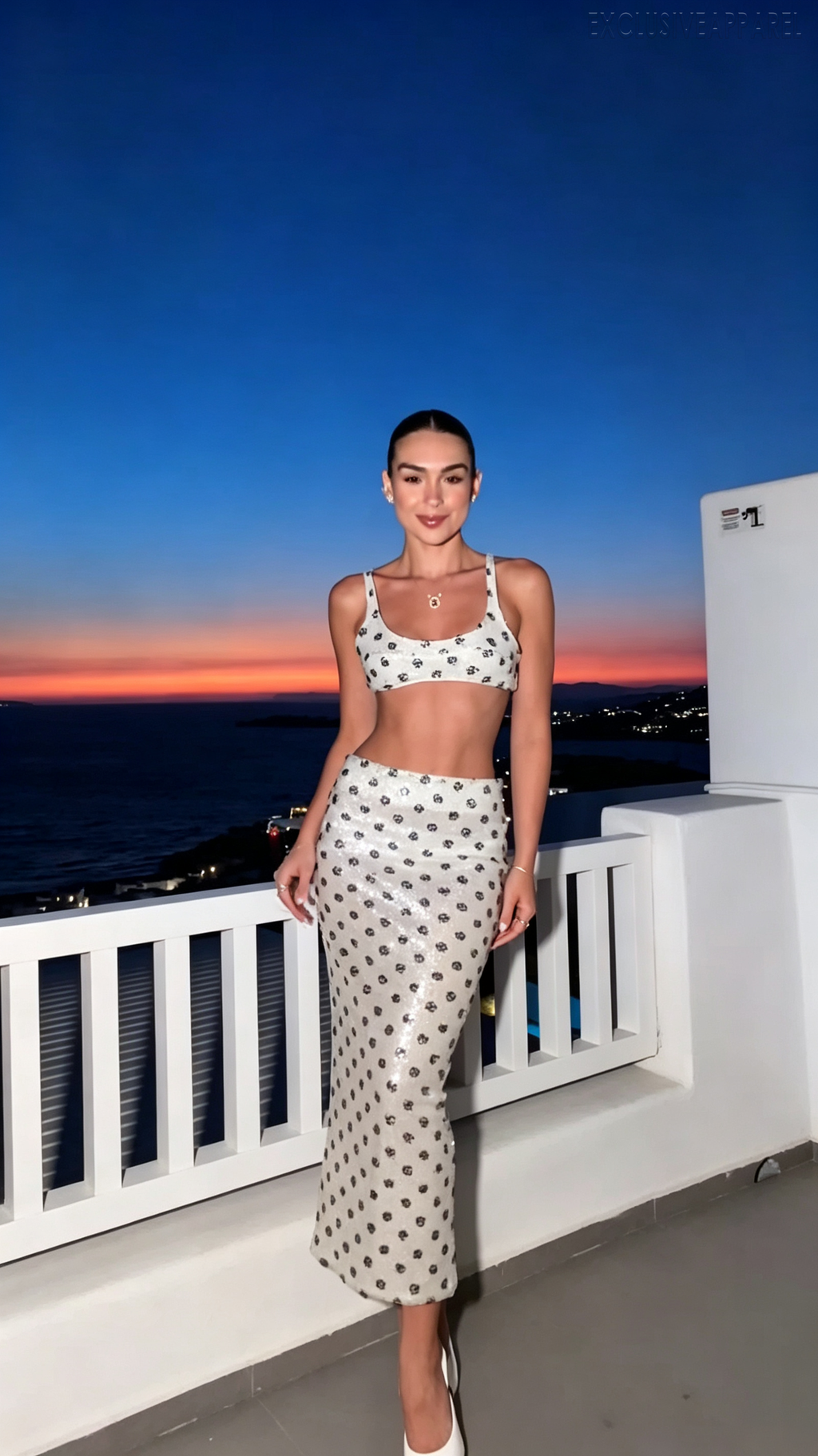 Aurora White Strapless High-Waisted Mid-Length Dress Set