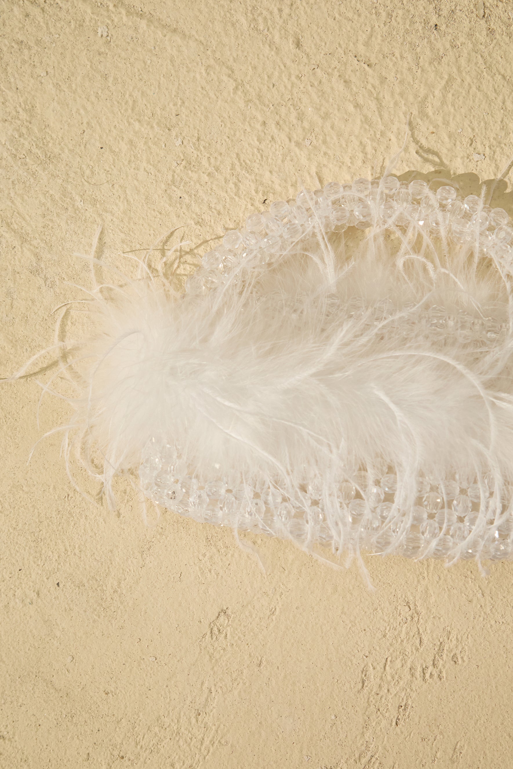 Ostrich Feather Beaded Handle Clutch