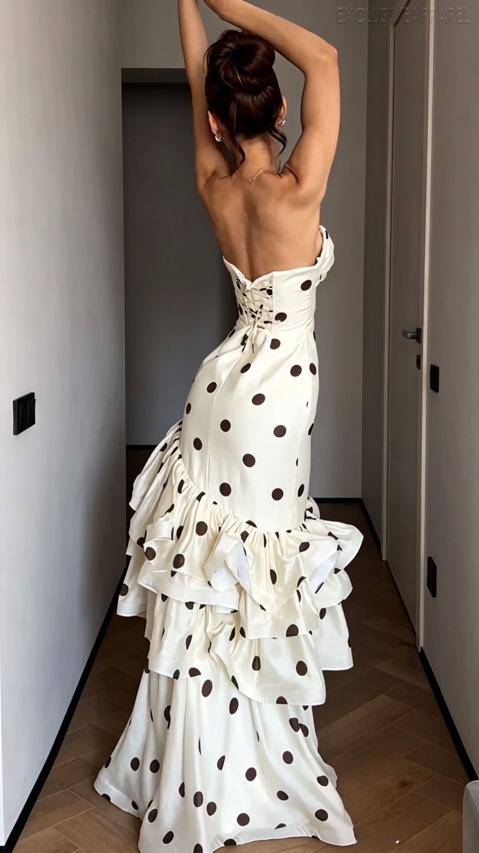 Gianna White Strapless Open-layered Long Dress