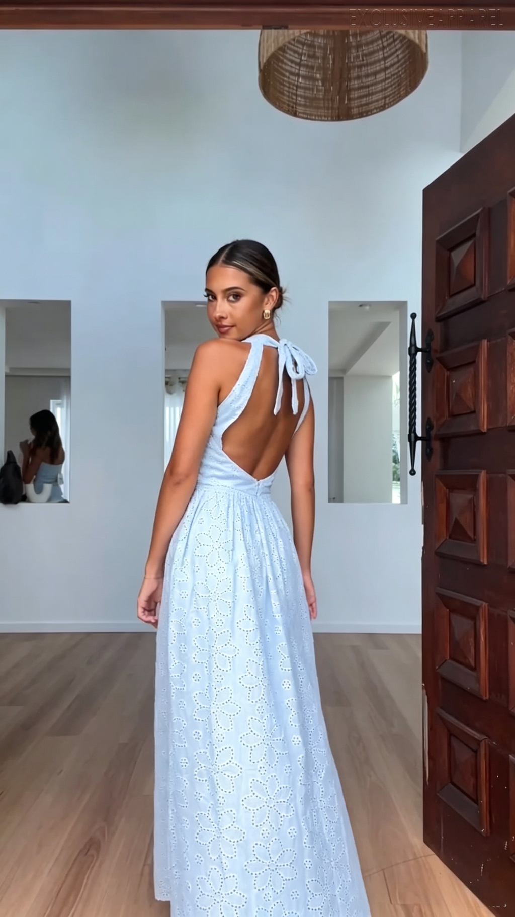 Esme White V-Neck Cut-Out Sleeveless Long Dress