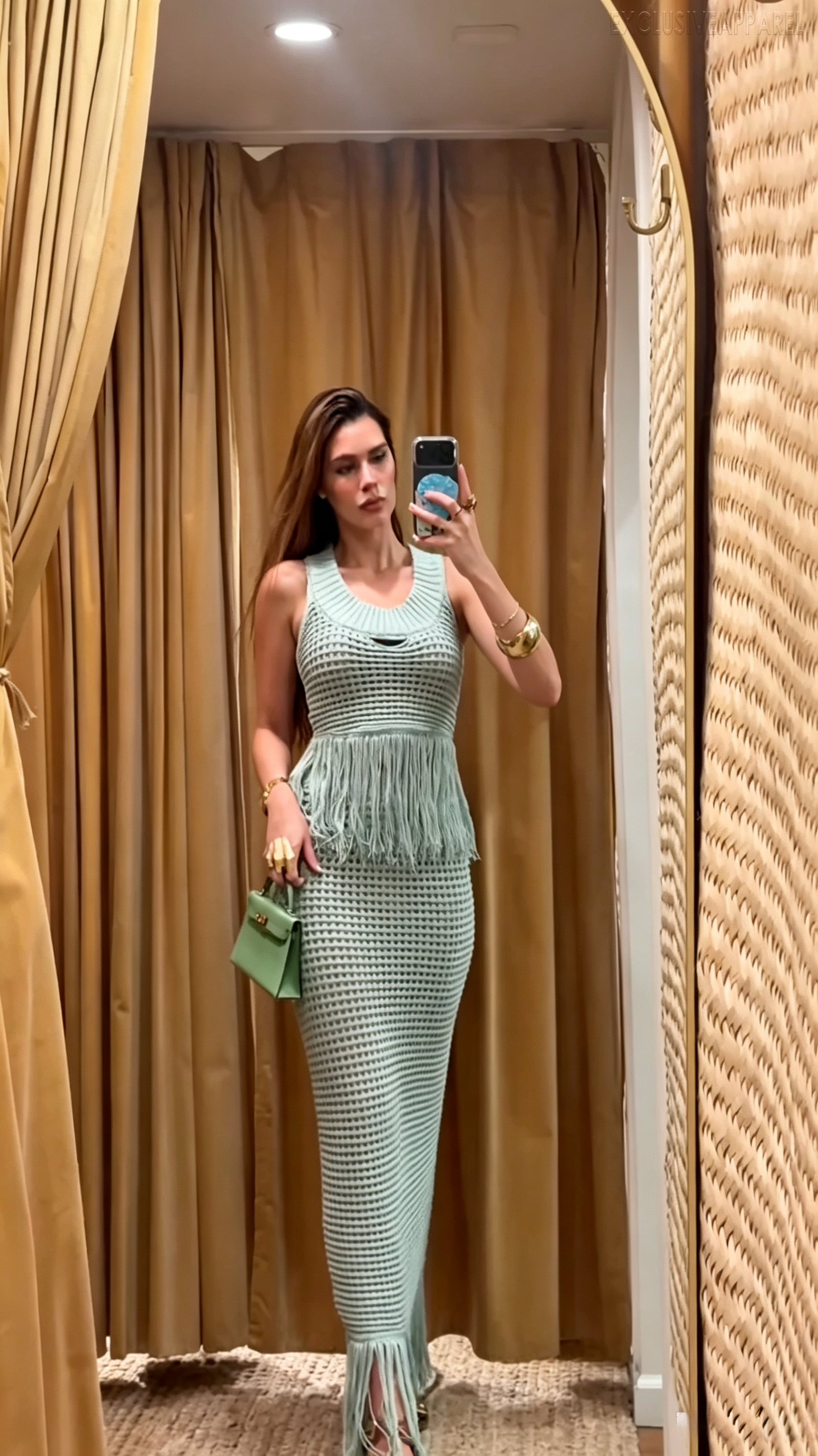 Annalise Light Green Sleeveless Long Dress Set