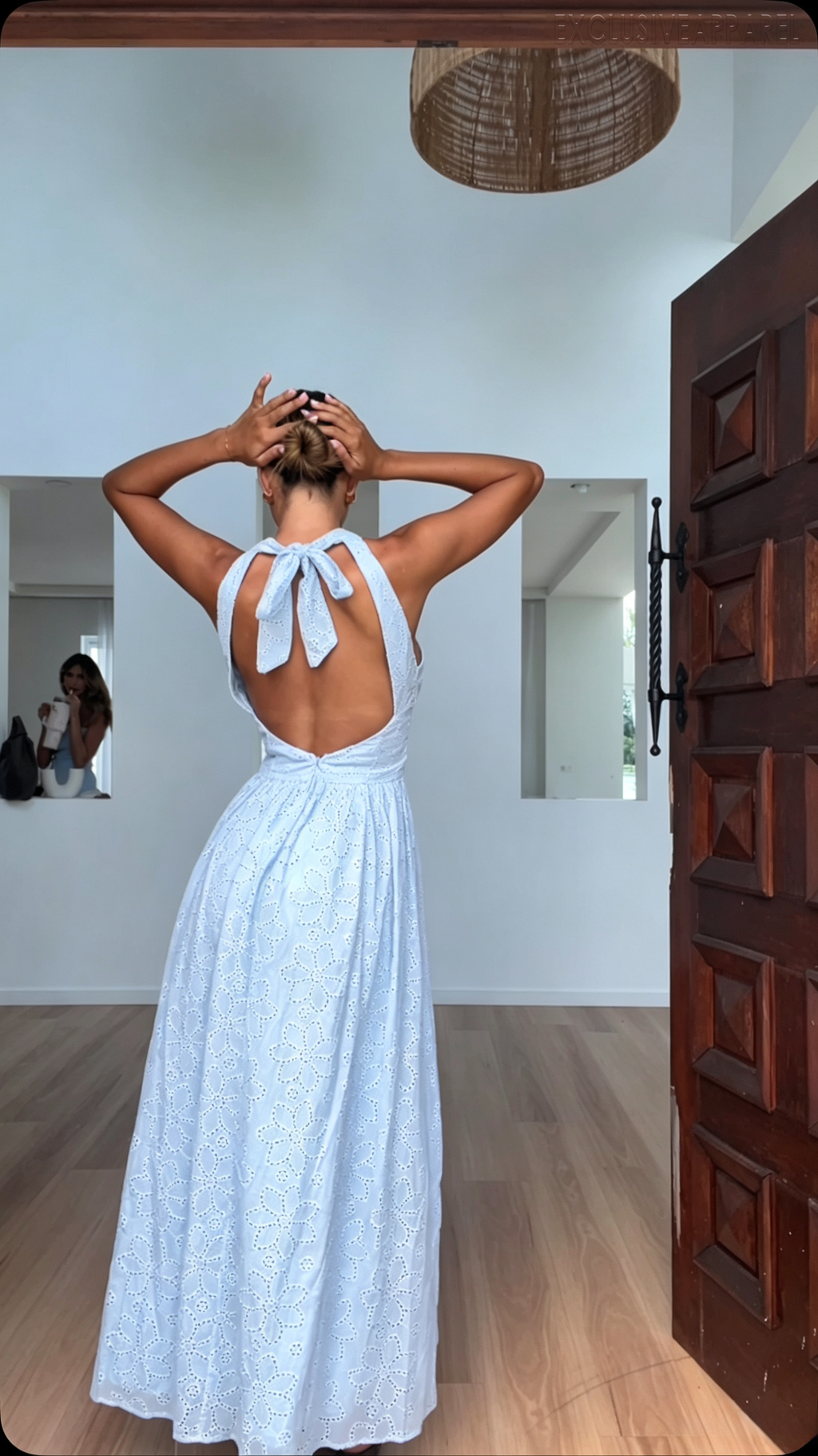 Esme White V-Neck Cut-Out Sleeveless Long Dress