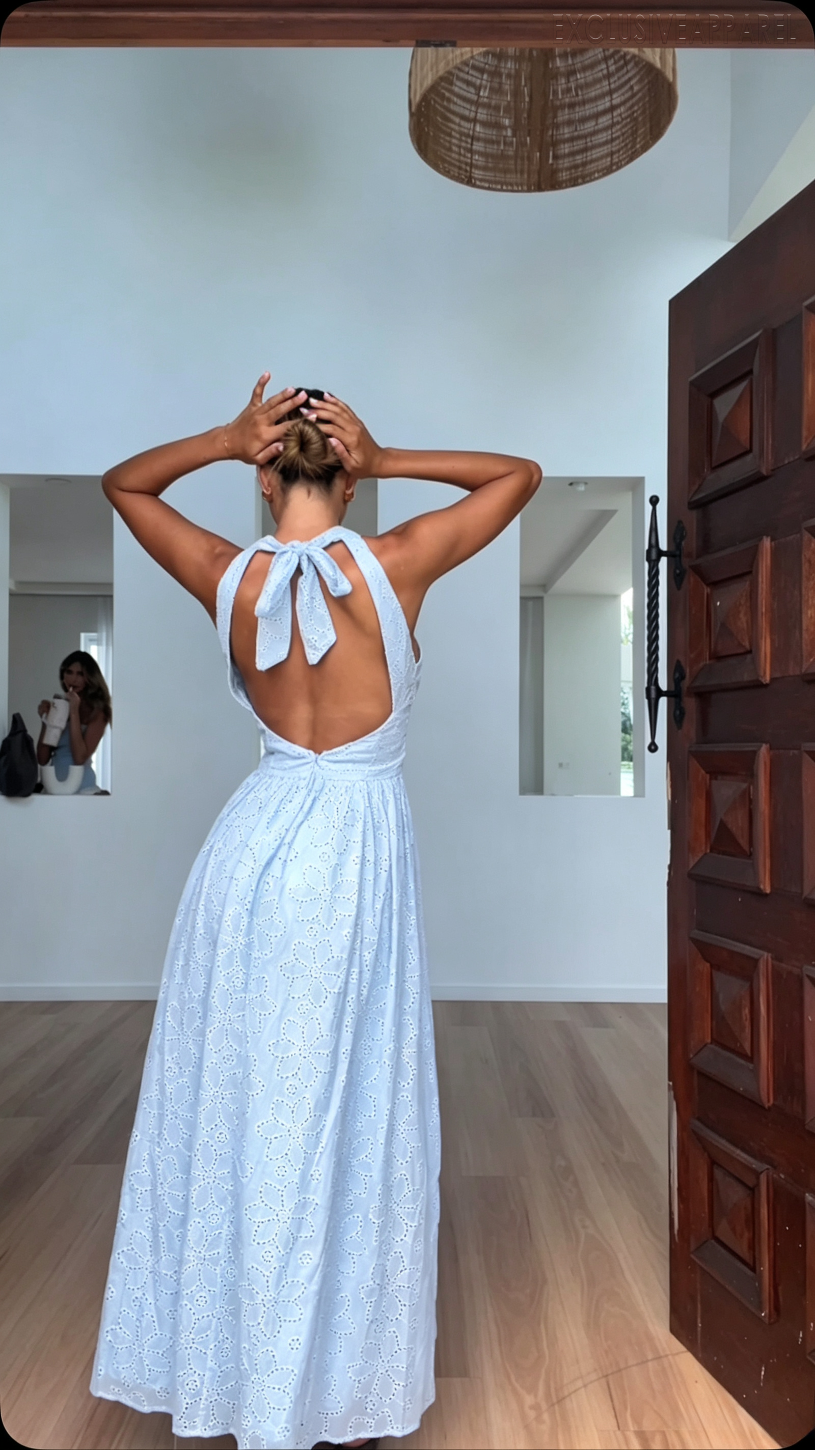 Esme White V-Neck Cut-Out Sleeveless Long Dress
