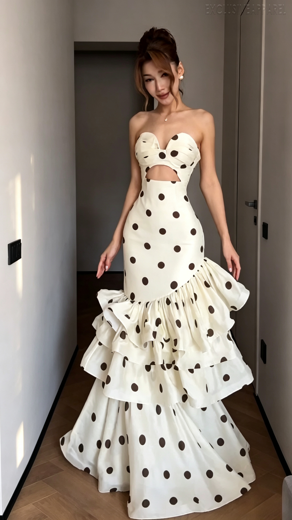 Gianna White Strapless Open-layered Long Dress