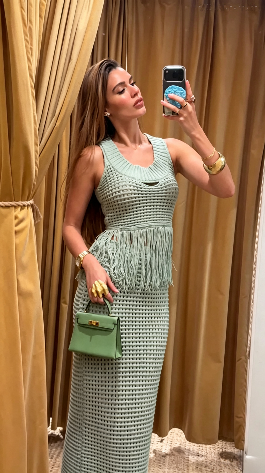 Annalise Light Green Sleeveless Long Dress Set