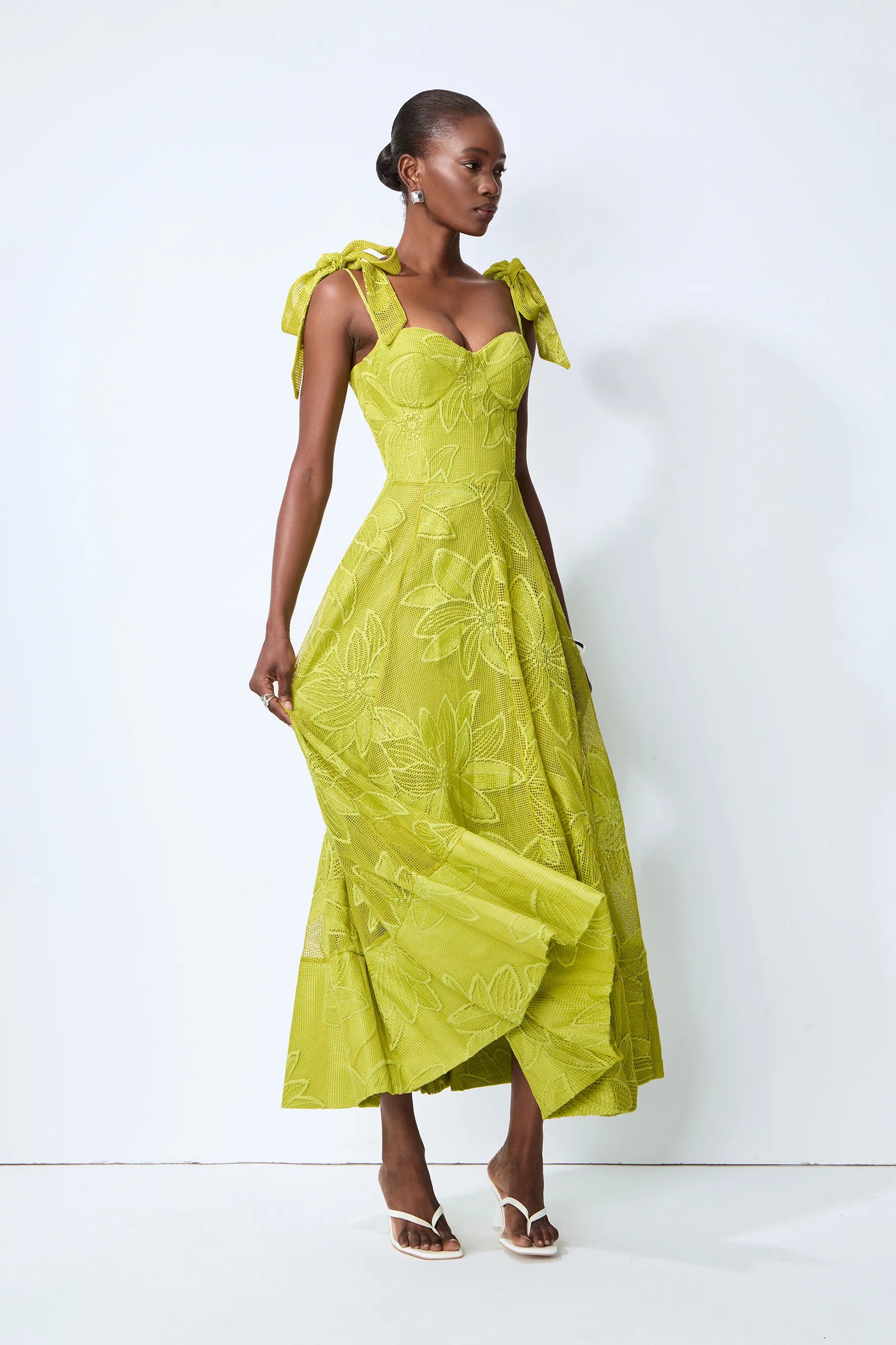 Elora Yellow Strapless Jacquard Maxi Dress