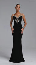 Josephine Black Fitted Halter-Neck Dress