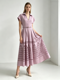 Beatrice Purple High-Waisted Hollow-Out Long Dress