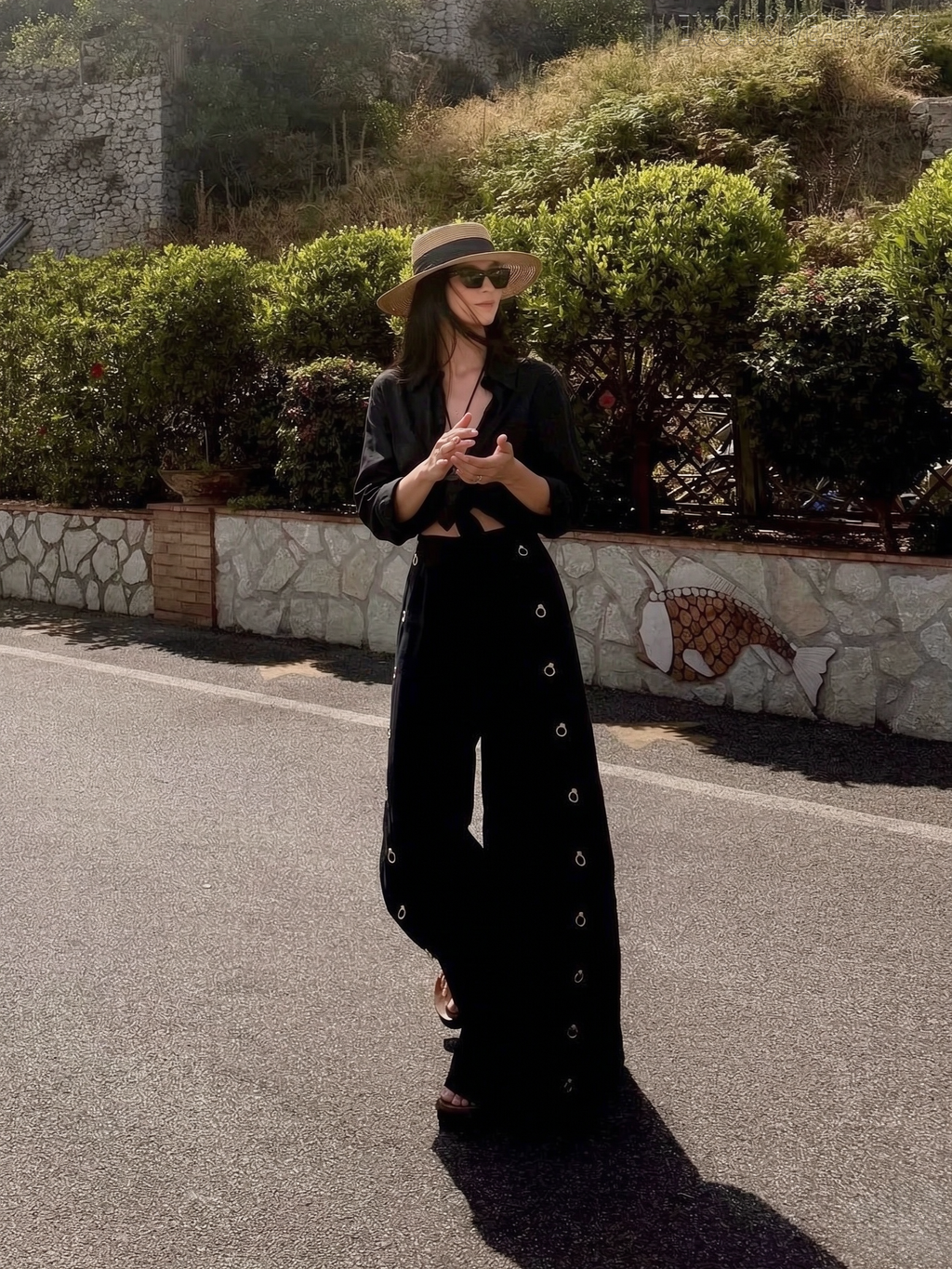 Milana Black Knotted Side-Sleeve Pants Set
