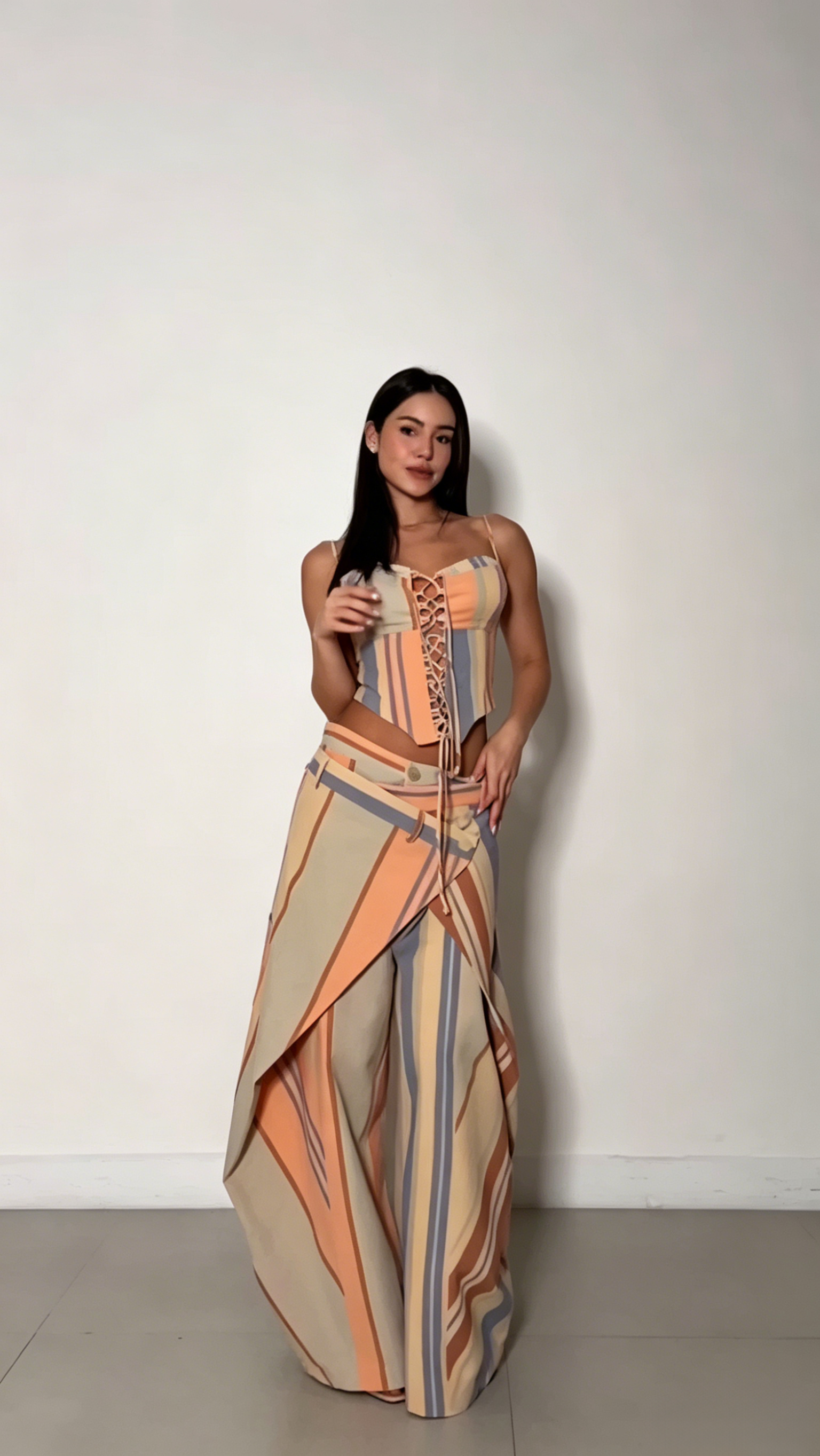 Maeve Color-Blocked Wide-Leg Pants Suit