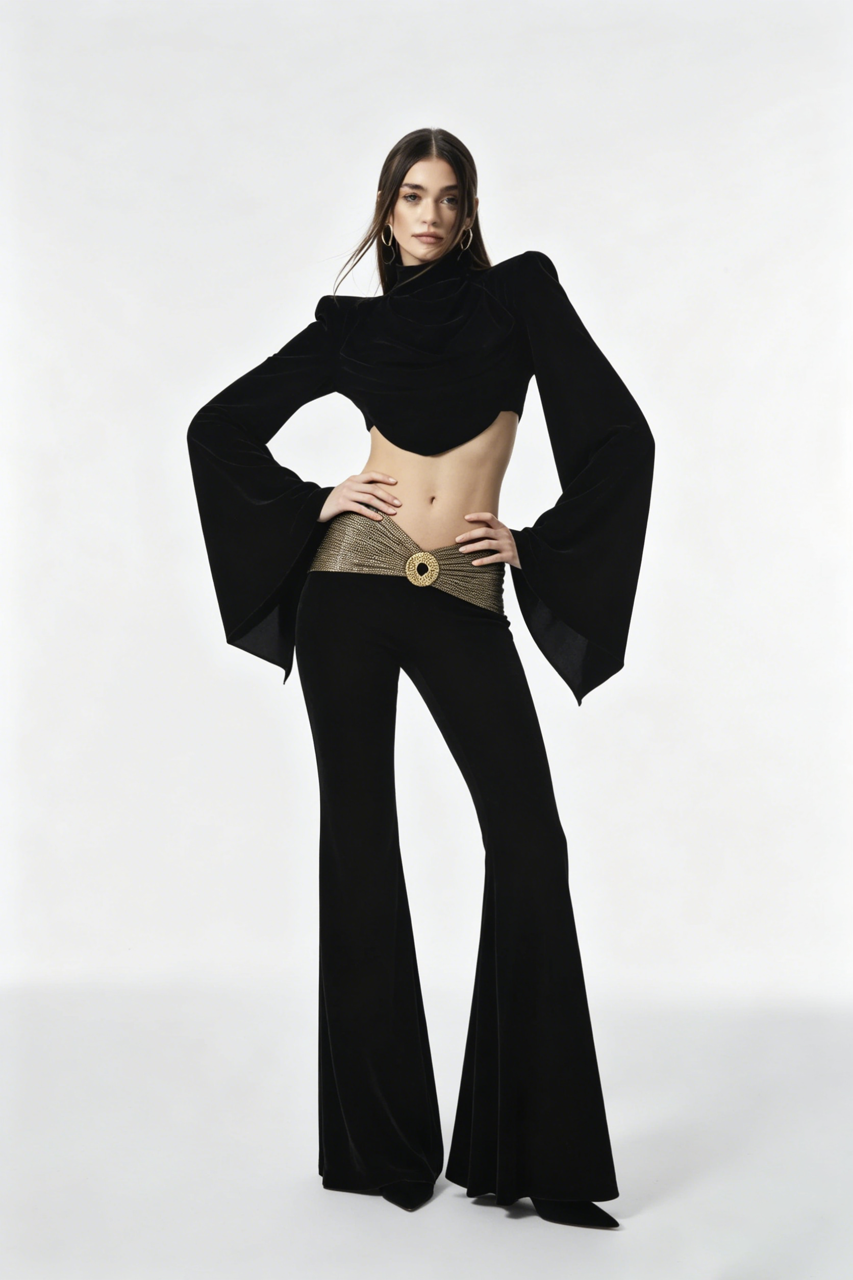 Coralie Black Flared Pants Suit