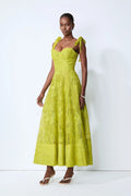 Elora Yellow Strapless Jacquard Maxi Dress