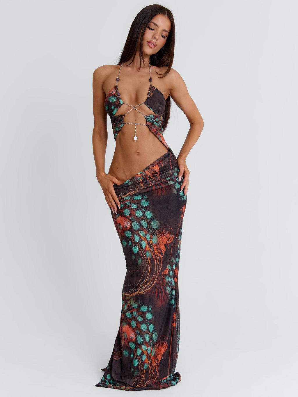 Zoey Black Floral Cutout Fitted Dress