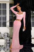 Giselle Pink Rhinestone Mesh Skirt Set