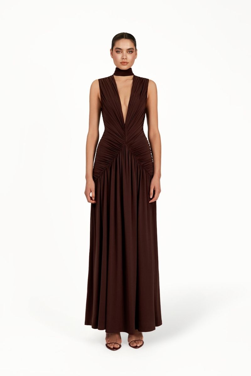 KUBAYMA DRESS IN BROWN