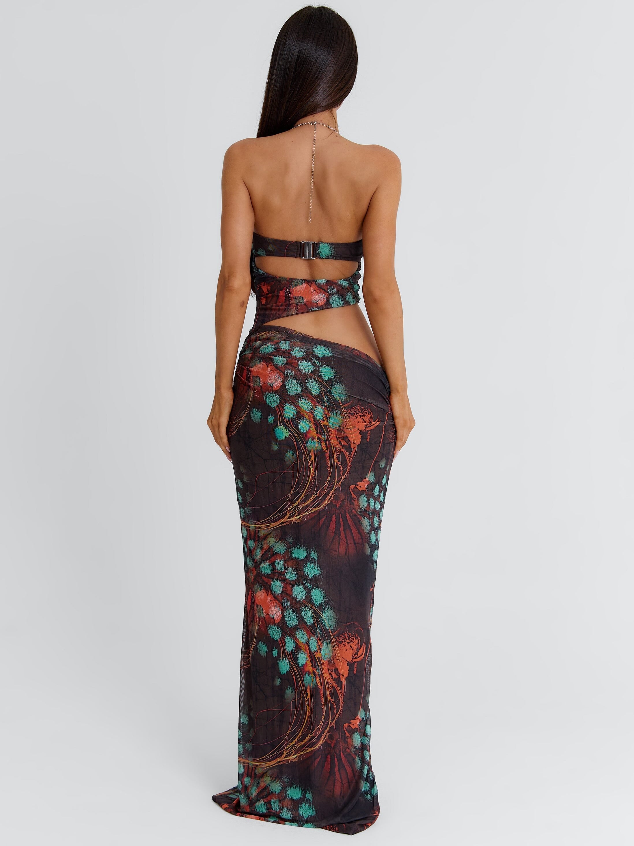 Zoey Black Floral Cutout Fitted Dress