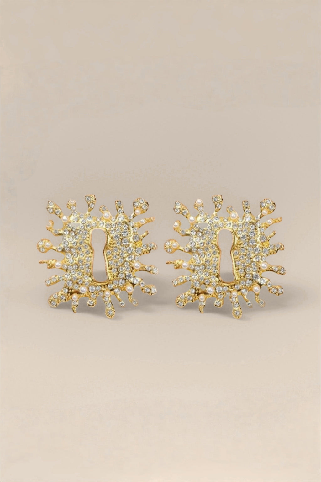 Crystal Embellished Keyhole Earrings