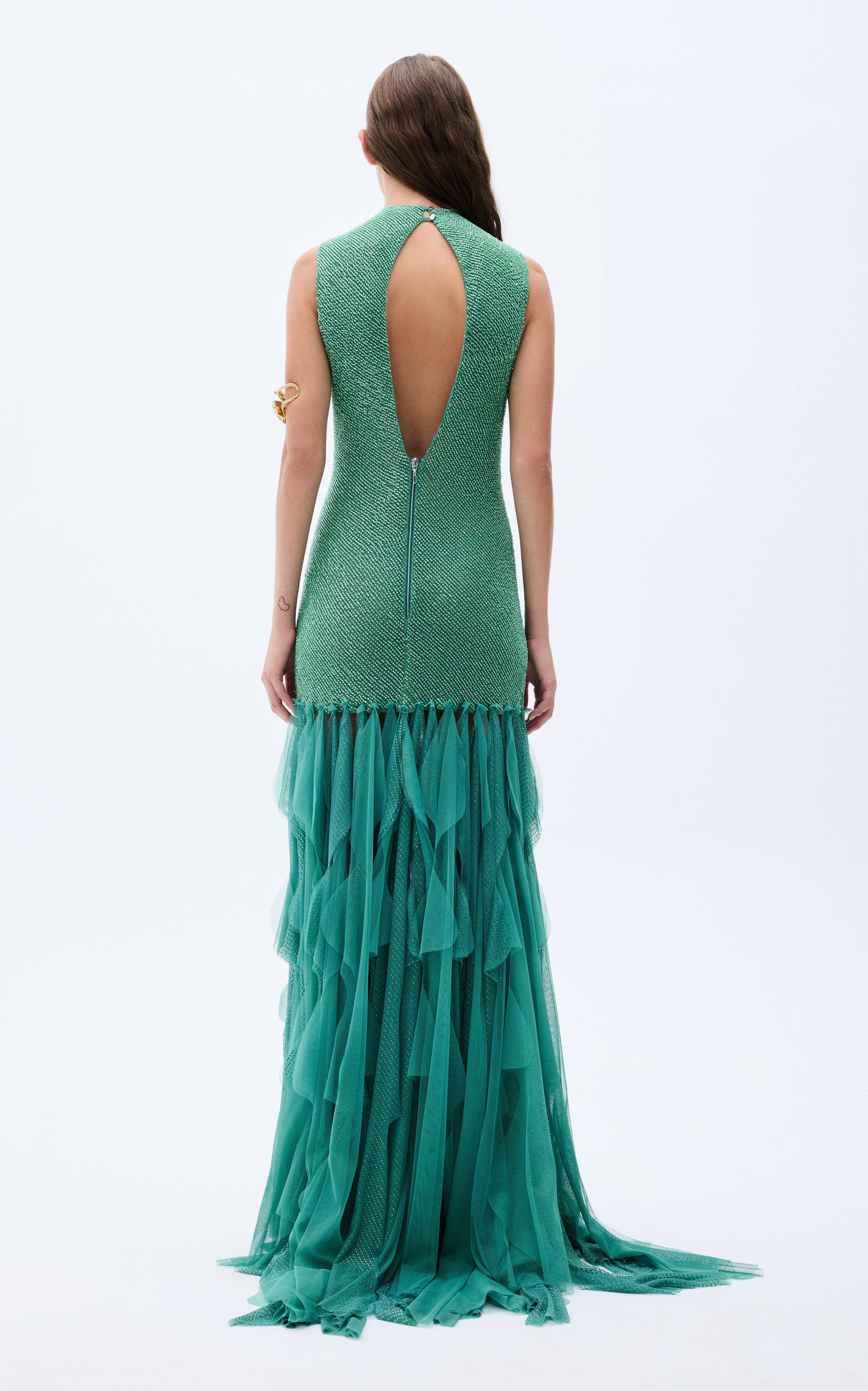 Jazlyn Green Layered Tassel Skirt