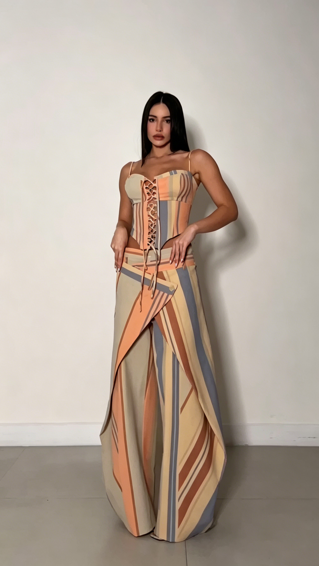 Maeve Color-Blocked Wide-Leg Pants Suit
