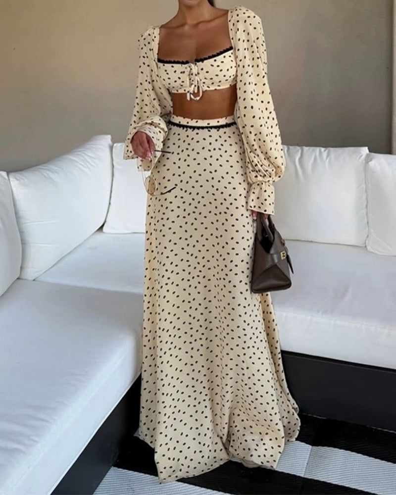 Giselle Yellow Polka Dot Two Piece Sets