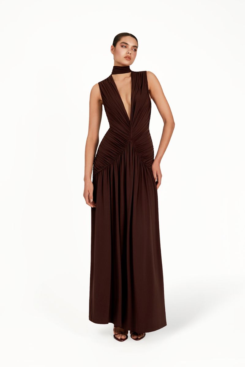 KUBAYMA DRESS IN BROWN