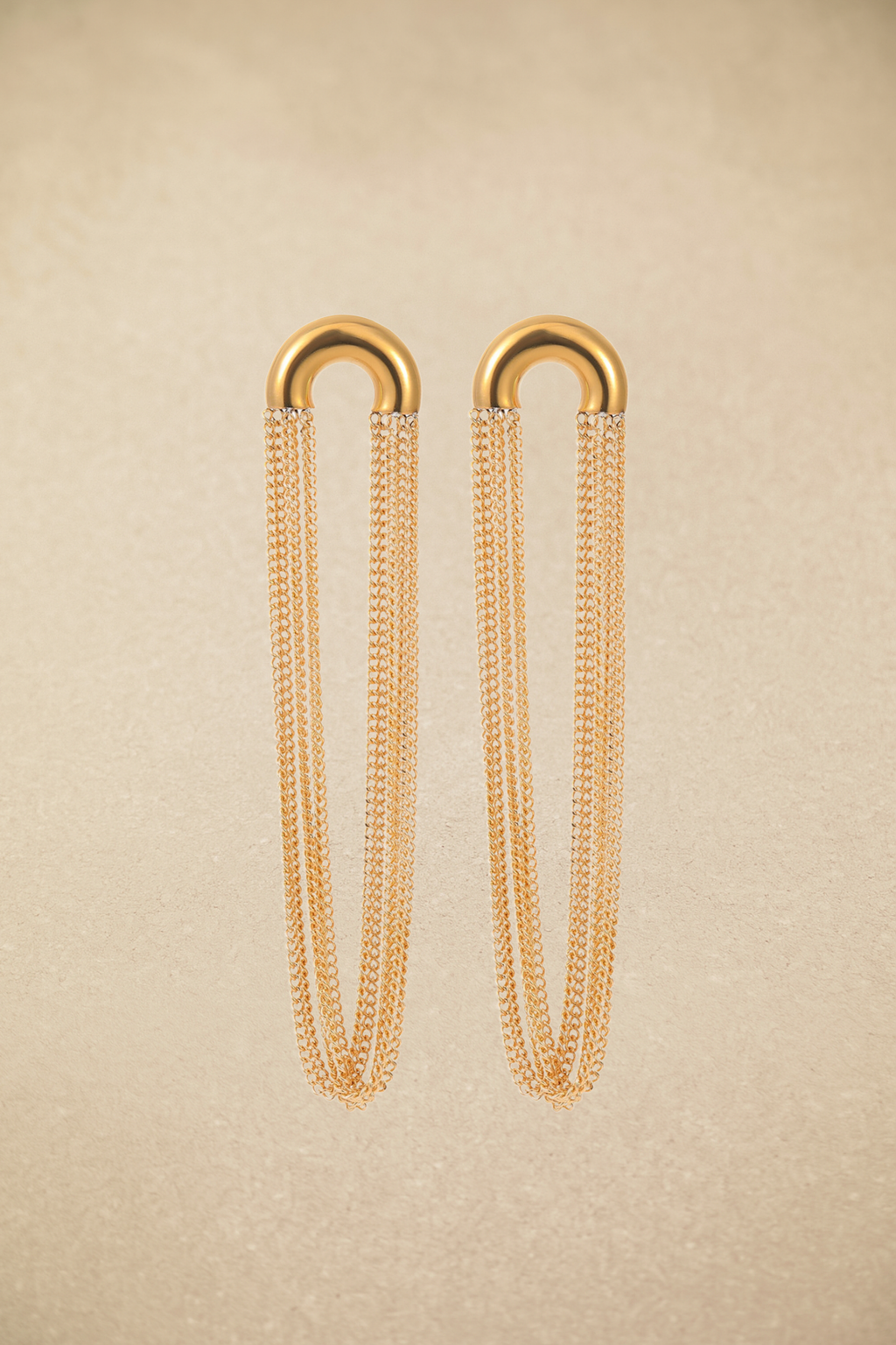 Arc Shape Dangling Tassel Earrings