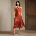 Calla Orange Halter-Neck Tassel Skirt