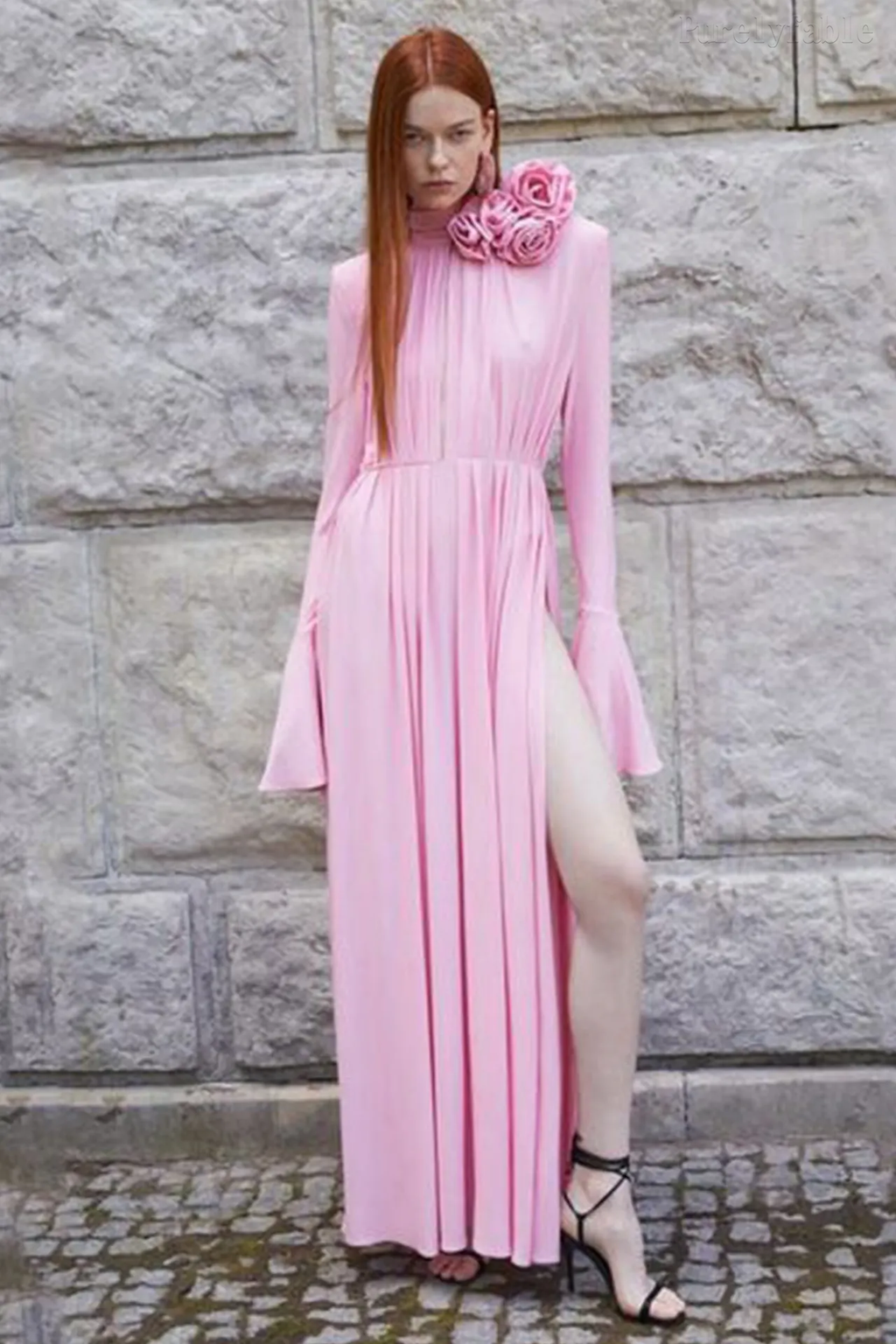 Elodie Pink Cut-Out Deep-V Dress