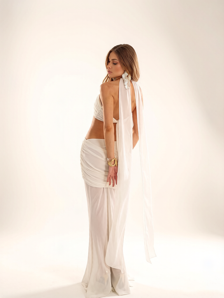 Alondra White Halter Neck Dress