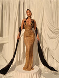 Hazel Gold Halter Bodycon Dress