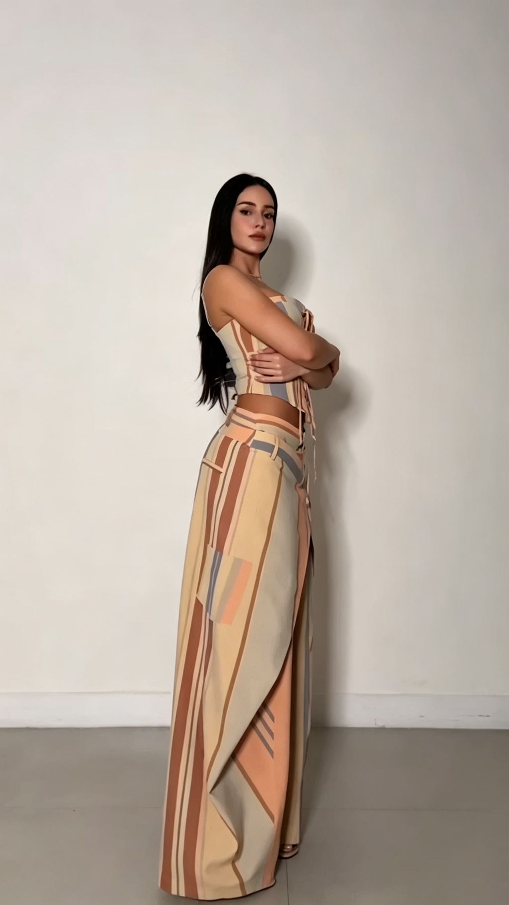 Maeve Color-Blocked Wide-Leg Pants Suit