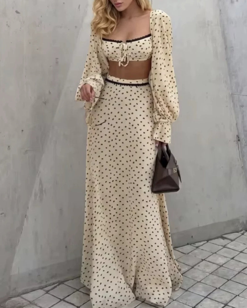 Giselle Yellow Polka Dot Two Piece Sets