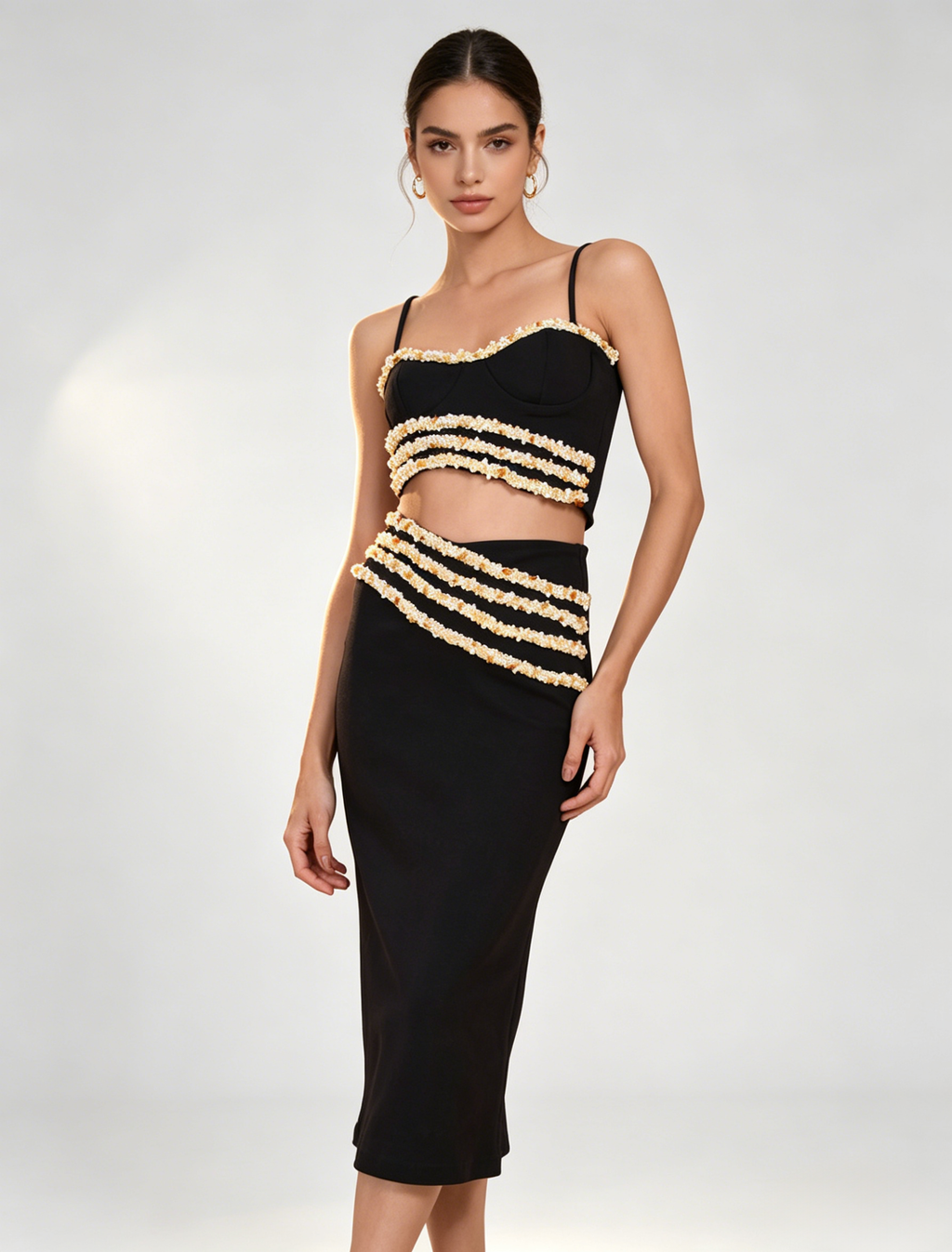 Fiorella Black Knit Slip Dress