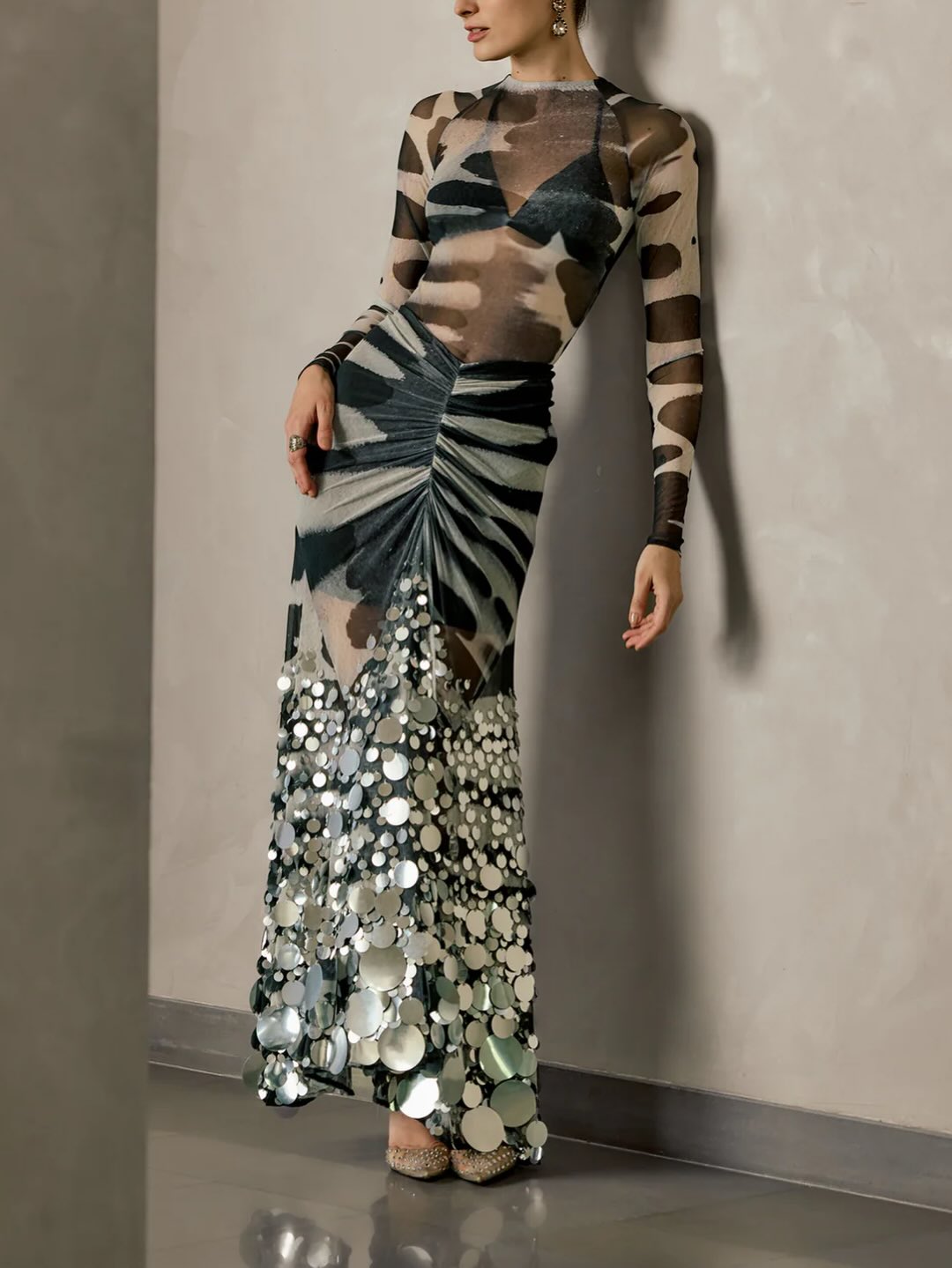 Rhea Sheer Mesh Bodycon Dress