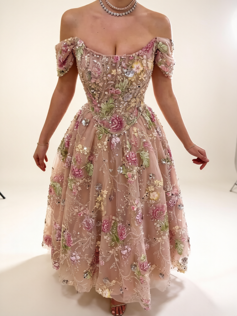 Brynn Pink Sequined Maxi Dress