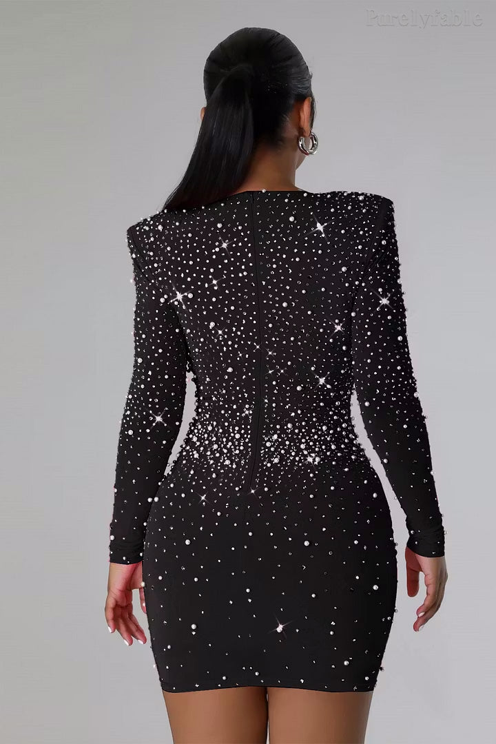 Katia Black Rhinestone-Embellished Bodycon Skirt