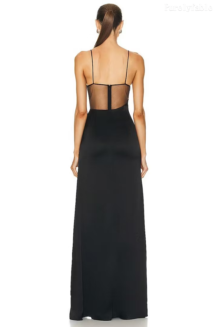 Talia Black Sheer Mesh Camisole Dress