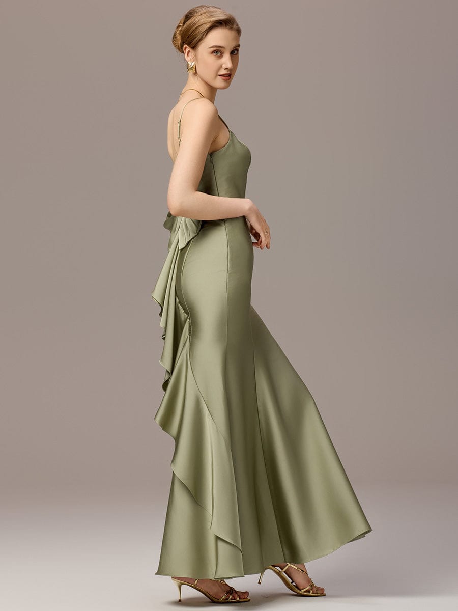 Mermaid Bow Stretch Satin Maxi Bridesmaid Dress