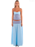 Lenora Sky Blue Hanging Neck Top With Exposed Navel Two-Piece Set