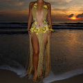 Emanuela Yellow Cut-Out Tassel Dress