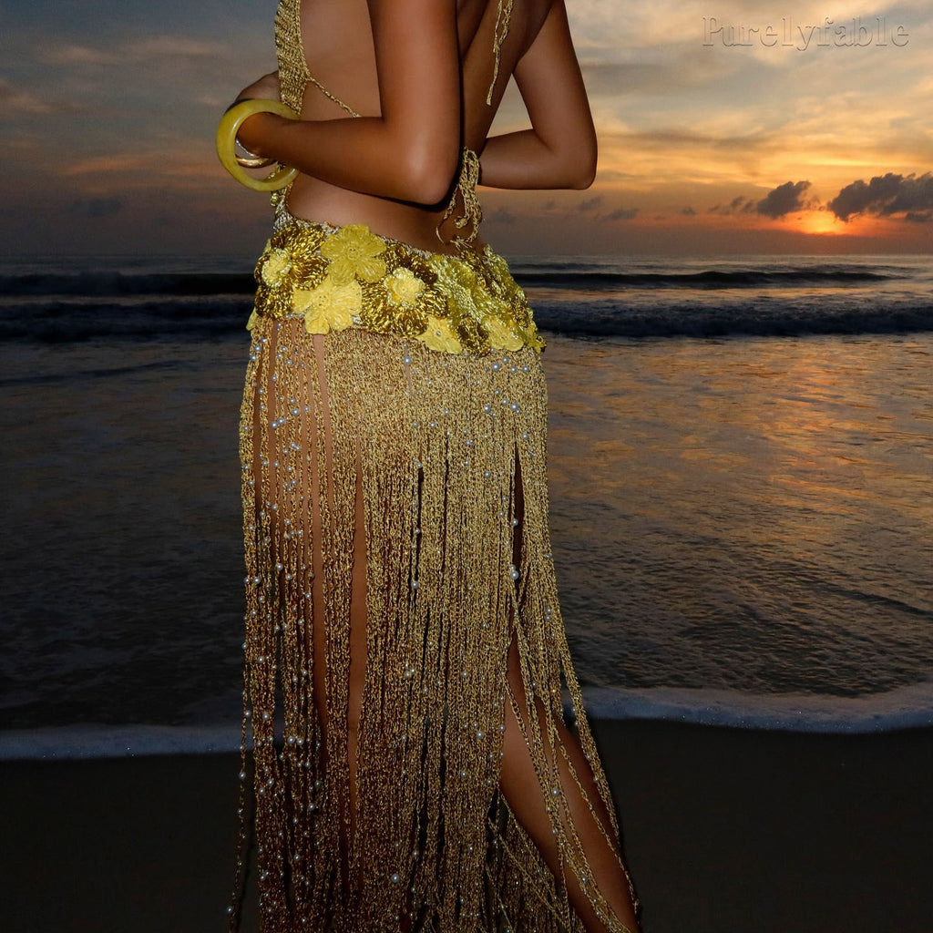 Emanuela Yellow Cut-Out Tassel Dress