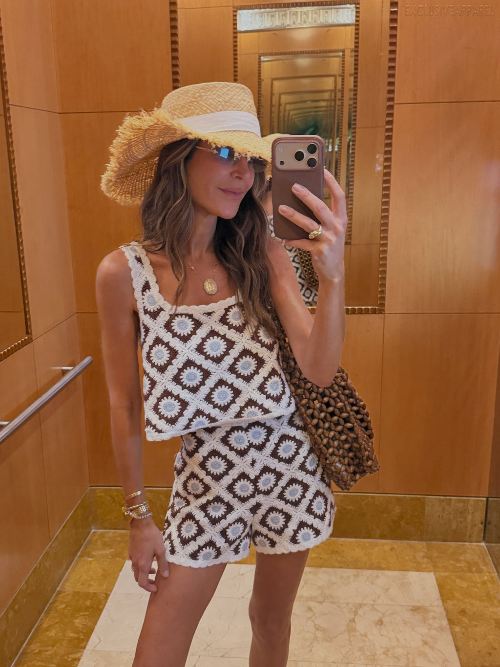 Cecilia White Sleeveless Crochet Shorts Set