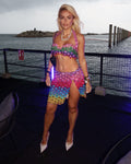 Ada Rhinestone Mini Skirt Set