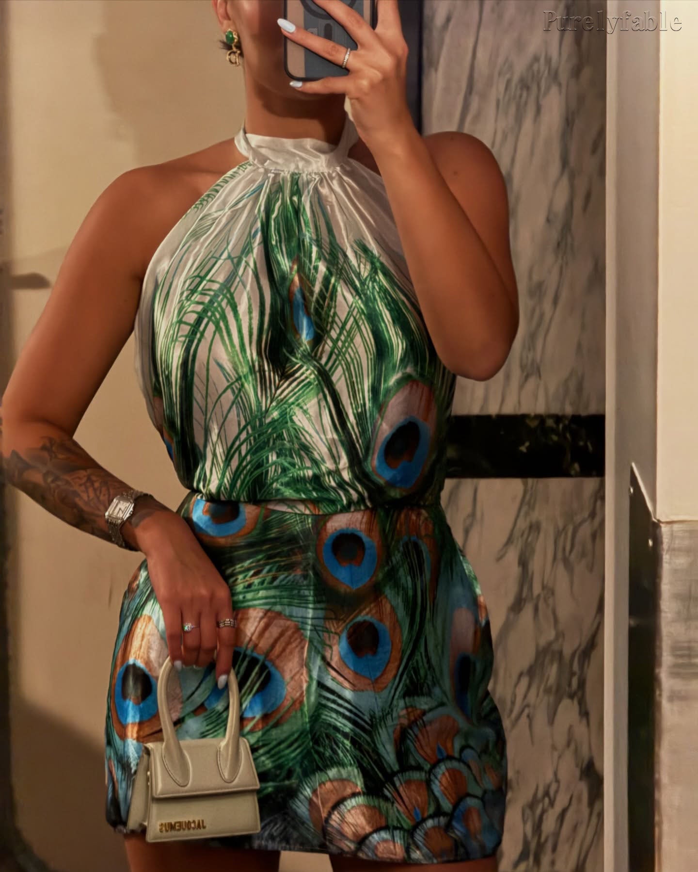 Jocelyn Green Neck Hanging Hollow Dress