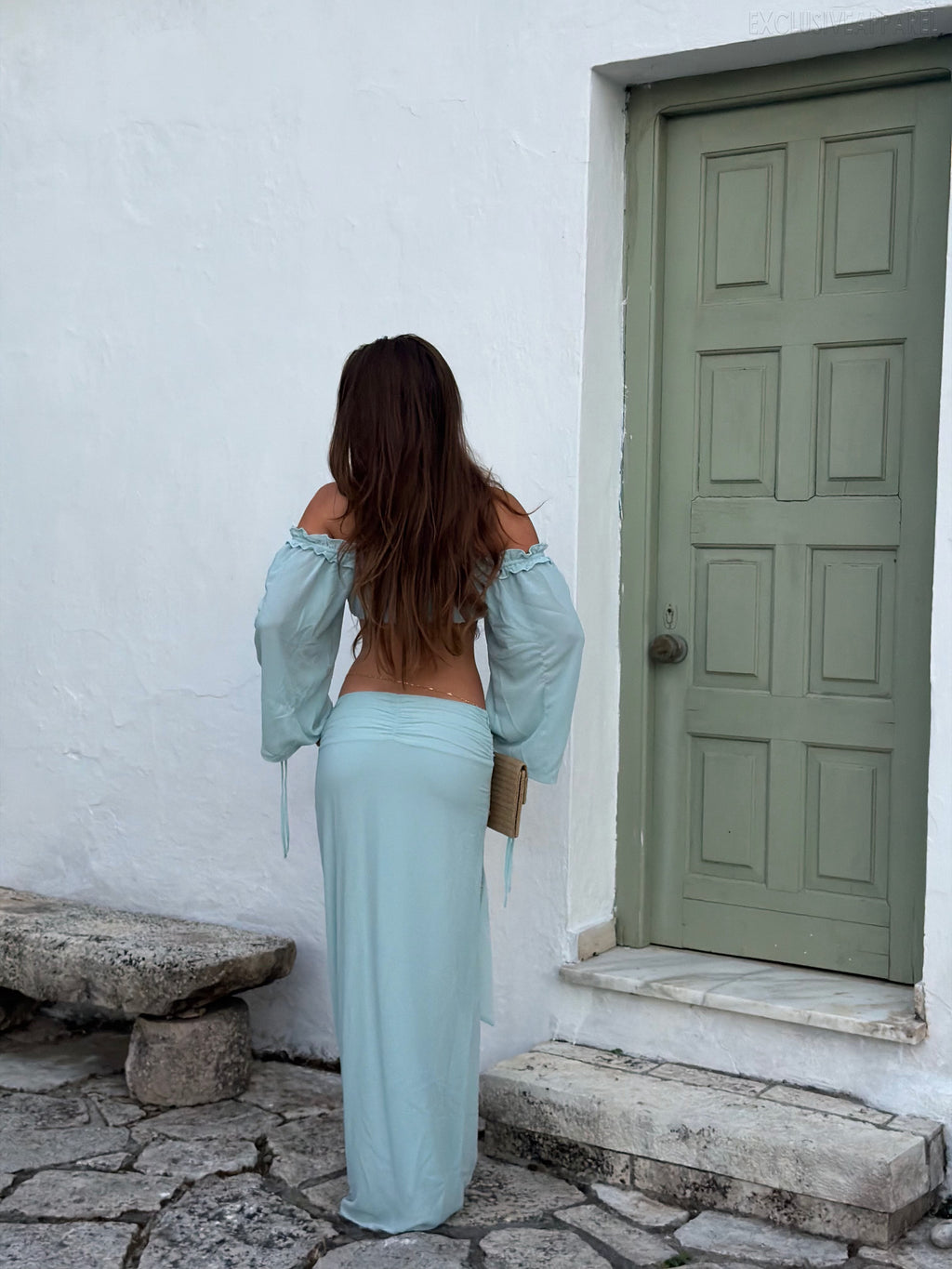 Heidi Blue Sleeveless Wrap Half-Dress Set