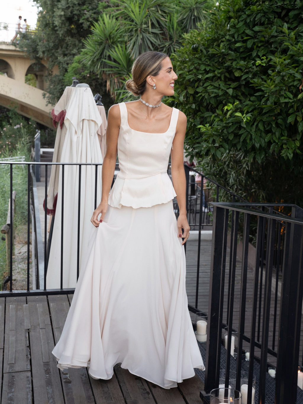 Arabella White Sleeveless Flowing Half-Dress Set
